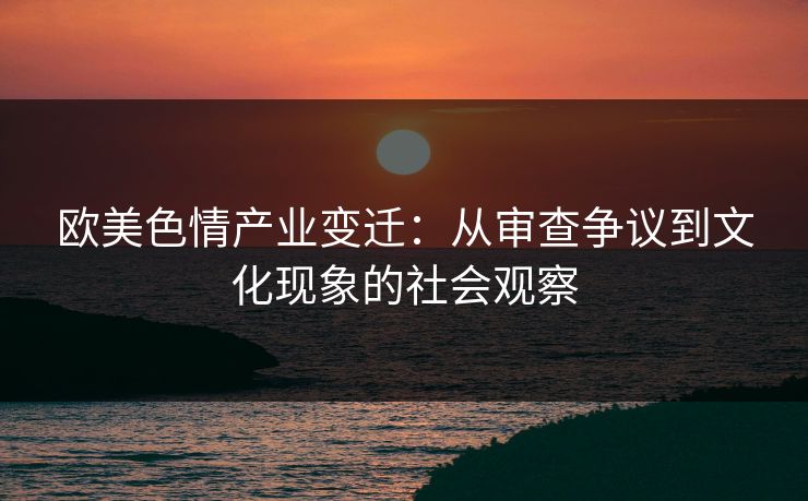 欧美色情产业变迁：从审查争议到文化现象的社会观察  第1张